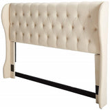 Tribeca King Size Wingback Button Tufted Beige Fabric Headboard