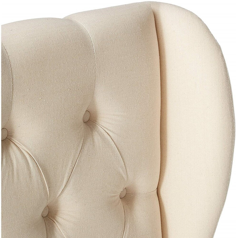 Tribeca King Size Wingback Button Tufted Beige Fabric Headboard