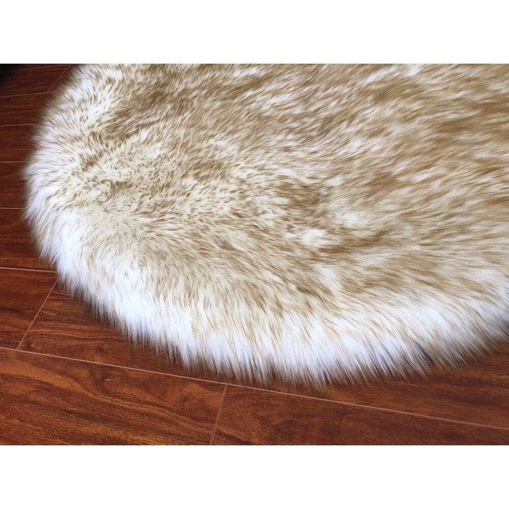 Spectrum Faux Sheepskin Oval Shape Shag Area Rug