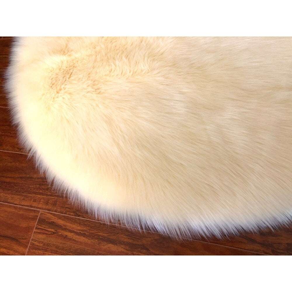 Spectrum Faux Sheepskin Oval Shape Shag Area Rug
