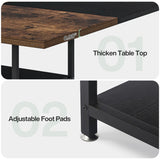 Tribesigns 47-Inch Square Conference Table, Rustic Brown and Black