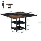 Tribesigns 47-Inch Square Conference Table, Rustic Brown and Black