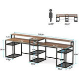 Tribesigns Two Person Desk with Monitor Stand, Long Double Computer Desk with Storage Shelves