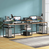 Tribesigns Two Person Desk with Monitor Stand, Long Double Computer Desk with Storage Shelves