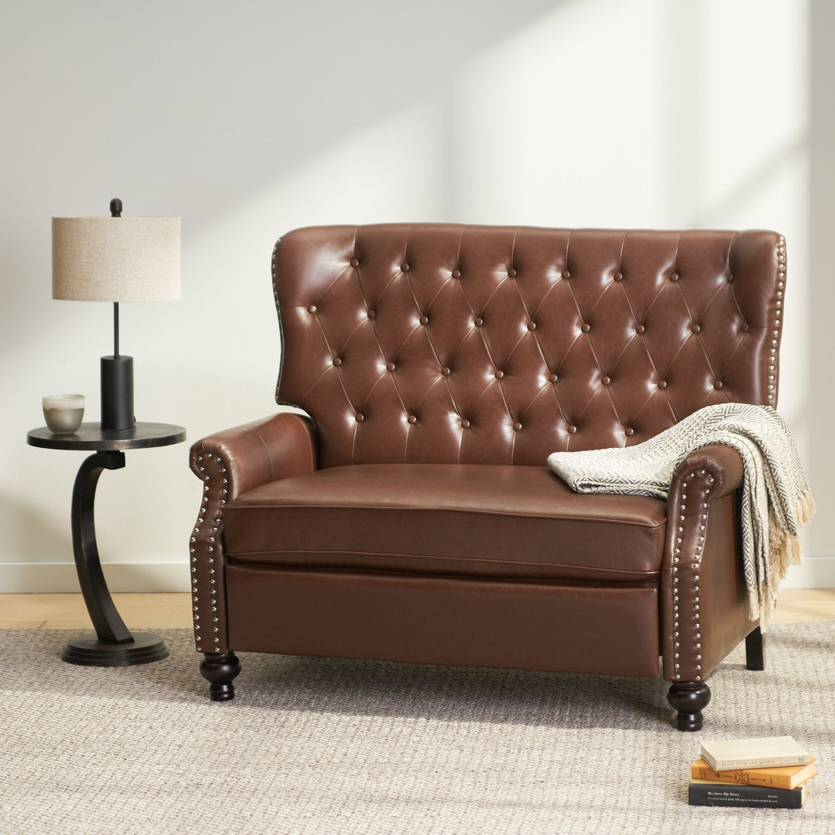 Trillium Faux Leather Oversized Recliner with Nailhead Trim by Christopher Knight Home