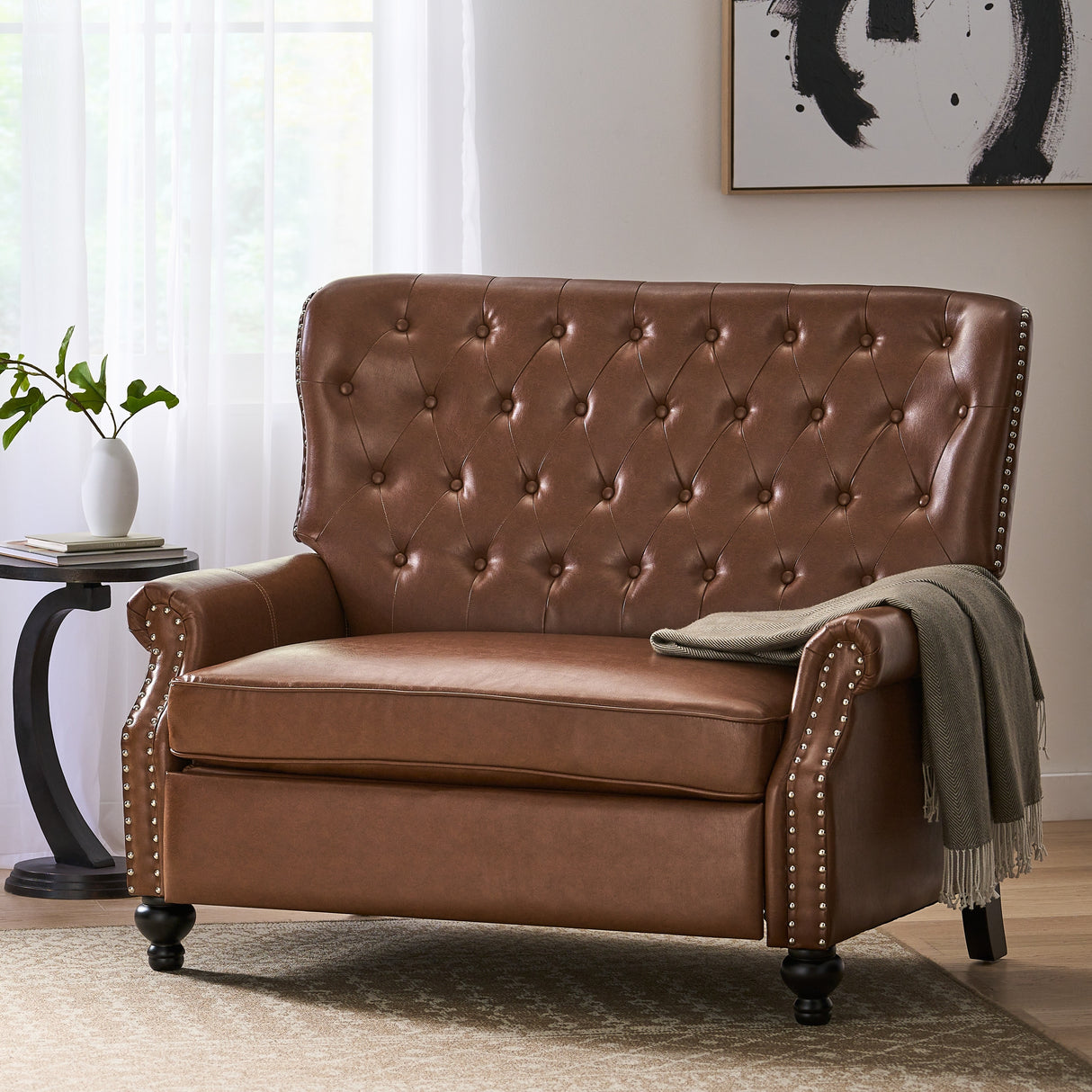 Trillium Faux Leather Oversized Recliner with Nailhead Trim by Christopher Knight Home