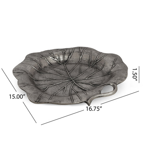 Trion Indoor Aluminum Handcrafted Leaf Dish by Christopher Knight Home