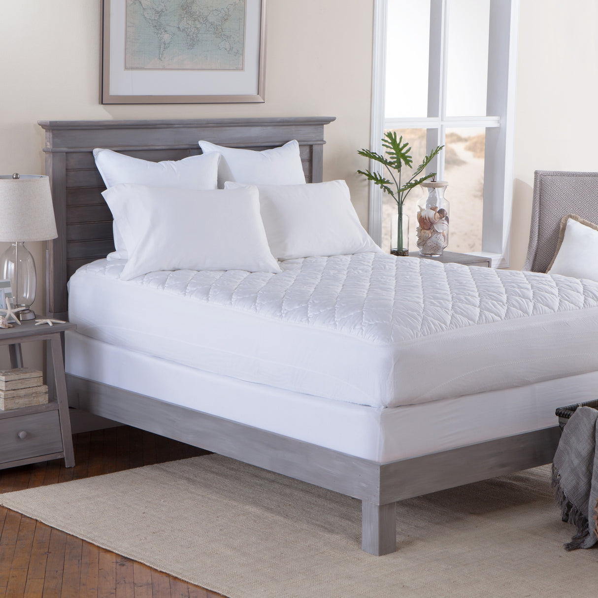 Triple Protection Plush Down Alternative 400 Thread Count Waterproof Mattress Pad Stain Resistant