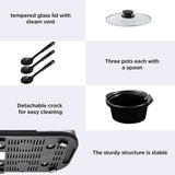 Triple Slow Cooker Buffet Server 3 Pot Food Warmer, 3-Section 1.5-Quart Slow Cooker Adjustable Temp Lid Rests Stainless Steel