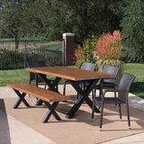 Triton Outdoor Rectangle Light-Weight Concrete Dining Set by Christopher Knight Home