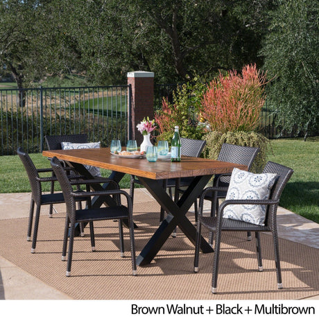 Triton Outdoor Rectangle Light-Weight Concrete Dining Set by Christopher Knight Home
