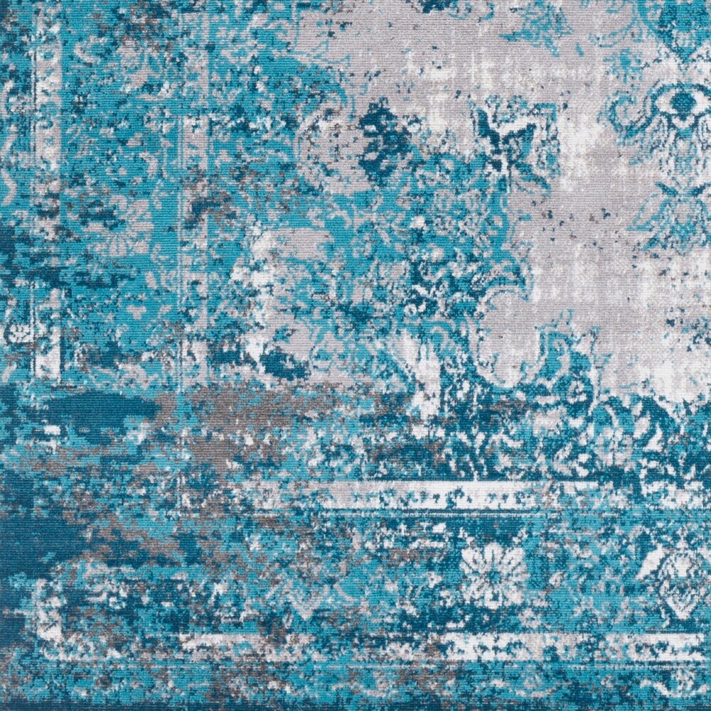 Trocadero Blue Contemporary Persian Area Rug - 7'10" x 10'3"