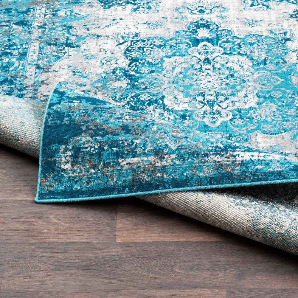 Trocadero Blue Contemporary Persian Area Rug - 7'10" x 10'3"