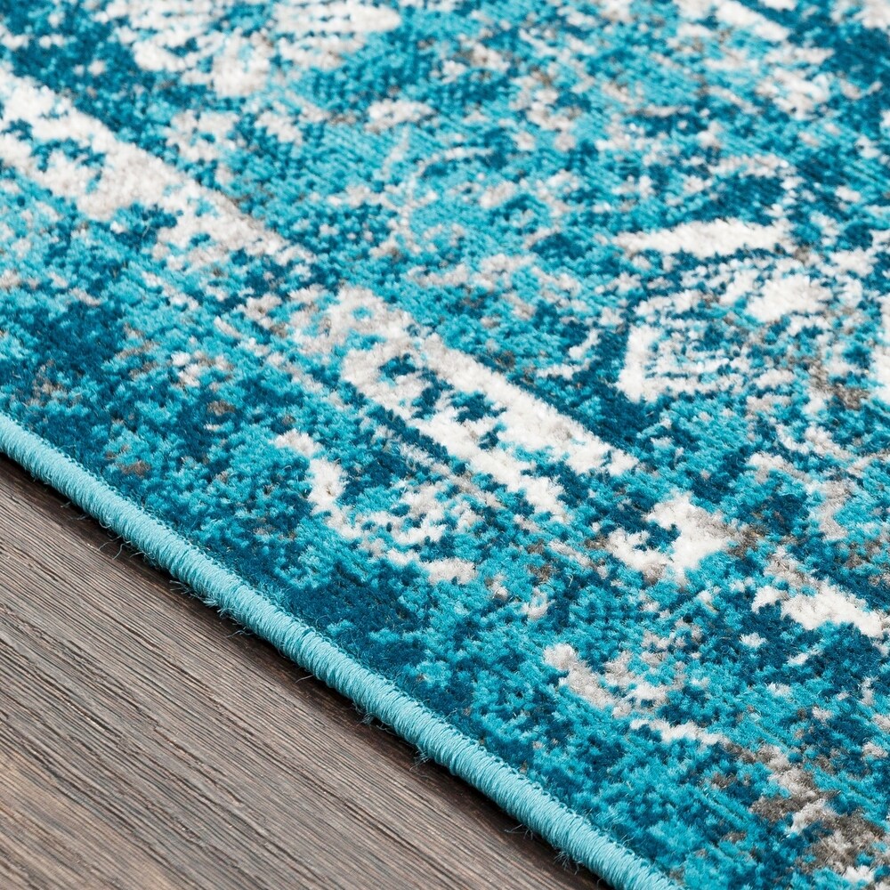 Trocadero Blue Contemporary Persian Area Rug - 7'10" x 10'3"