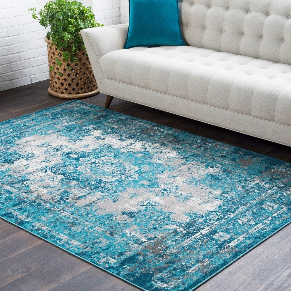 Trocadero Blue Contemporary Persian Area Rug - 7'10" x 10'3"