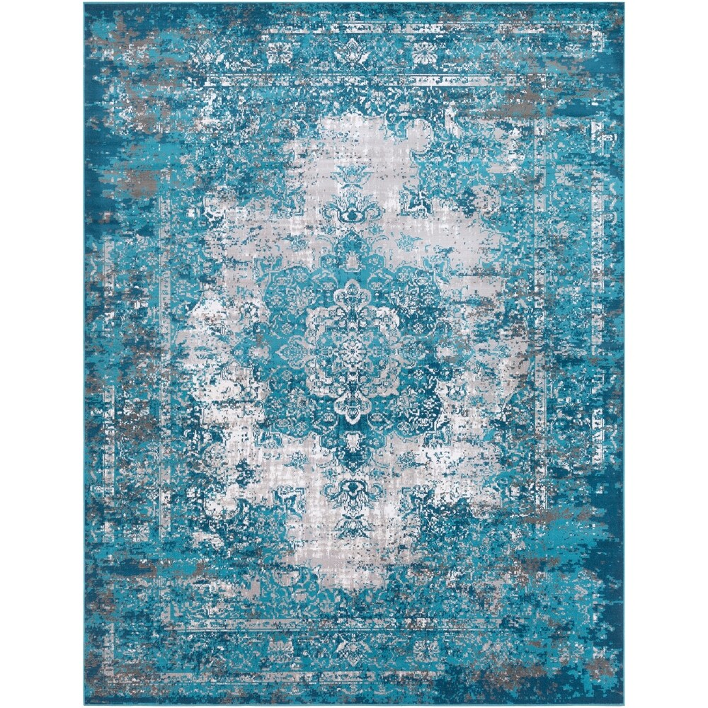Trocadero Blue Contemporary Persian Area Rug - 7'10" x 10'3"