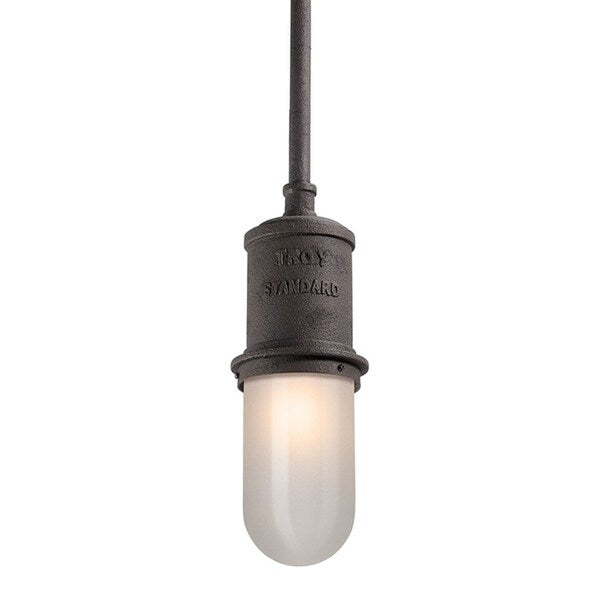 Dock Street Centennial Rust Small LED Outdoor Pendant, Frosted Seedy Glass