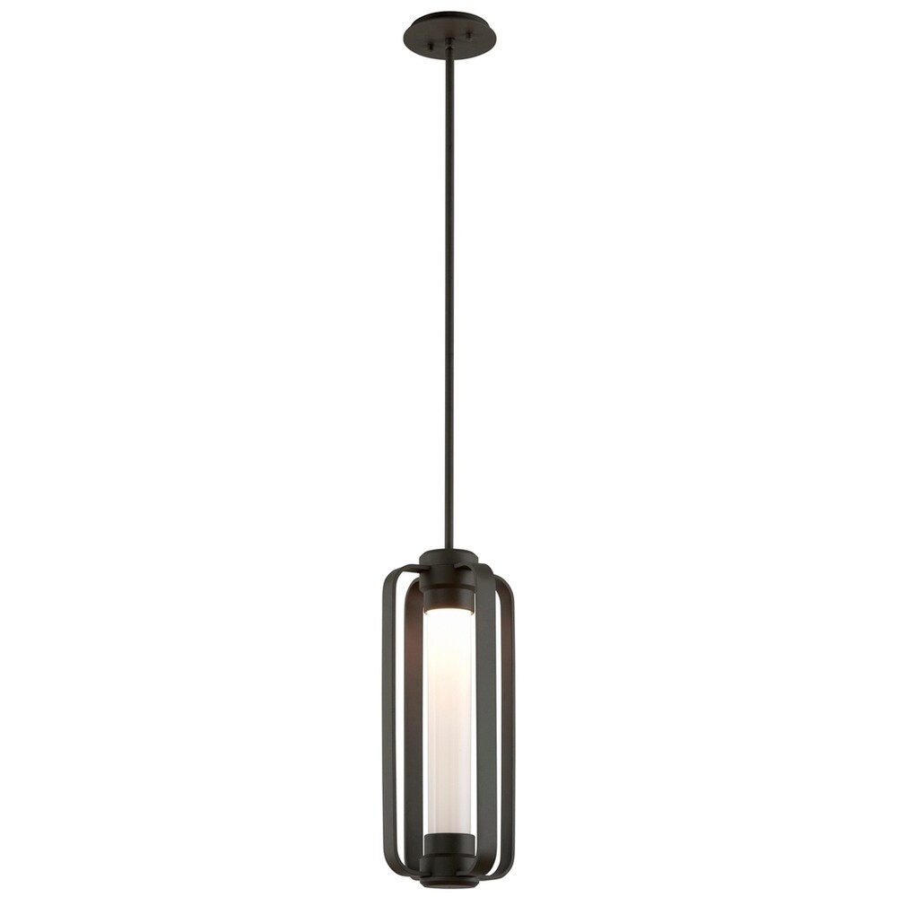 Troy Lighting Verve Coastal Bronze Medium LED Outdoor Pendant Lantern, Seeded Opal Glass