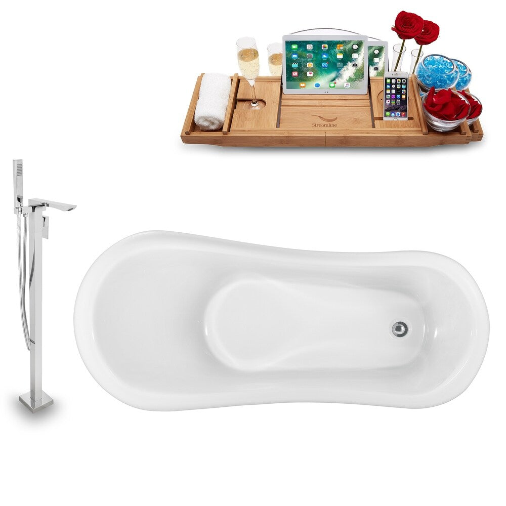 Tub, Faucet and Tray Set Streamline 61" Clawfoot NH482WH-140 - 60 to 65 inches