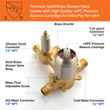 Tub Shower Faucet With Rough-in Valve Wall Mounted Shower System With Tub Spout Modern 10 Inch Rainfall Shower Head Kit Trim Set
