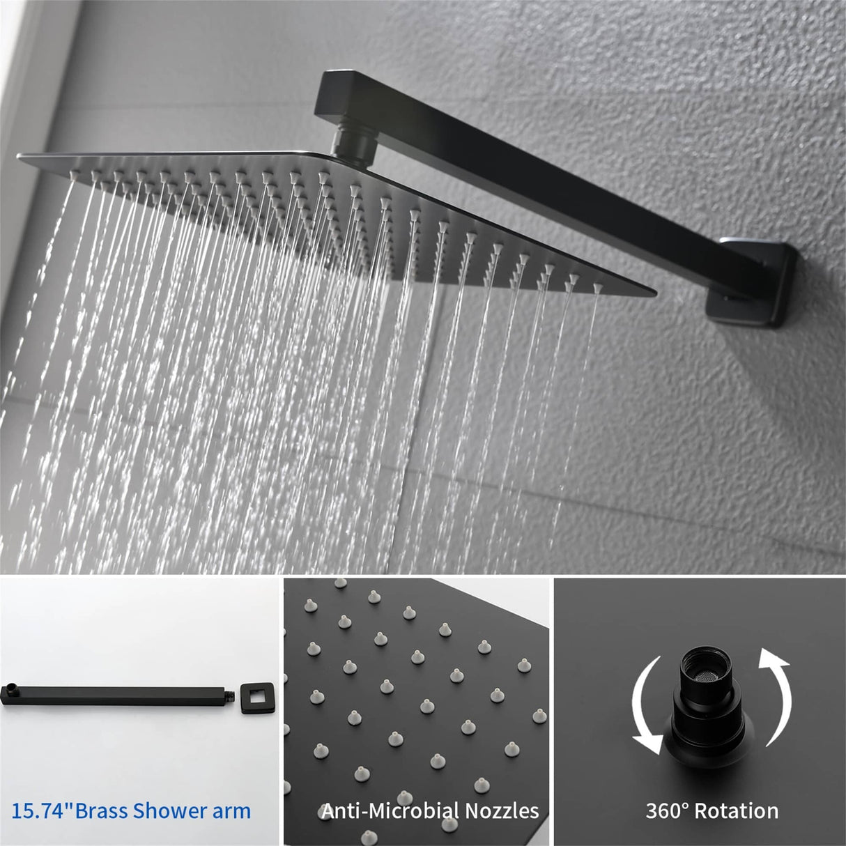 Tub Shower Faucet With Rough-in Valve Wall Mounted Shower System With Tub Spout Modern 10 Inch Rainfall Shower Head Kit Trim Set