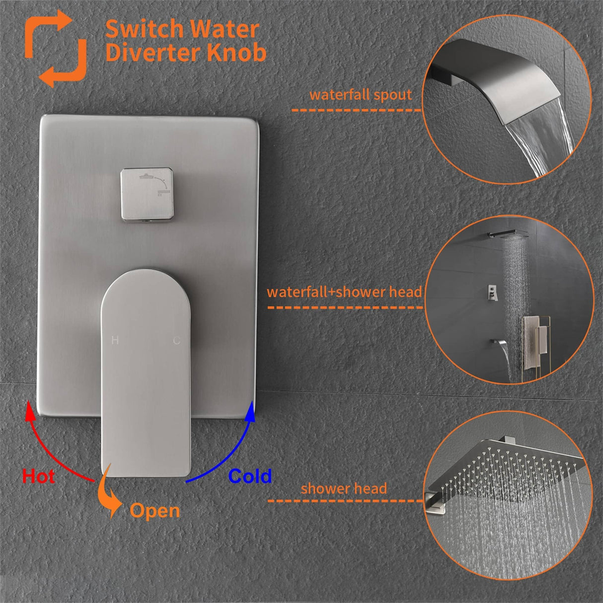 Tub Shower Faucet With Rough-in Valve Wall Mounted Shower System With Tub Spout Modern 10 Inch Rainfall Shower Head Kit Trim Set