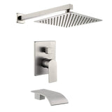 Tub Shower Faucet With Rough-in Valve Wall Mounted Shower System With Tub Spout Modern 10 Inch Rainfall Shower Head Kit Trim Set