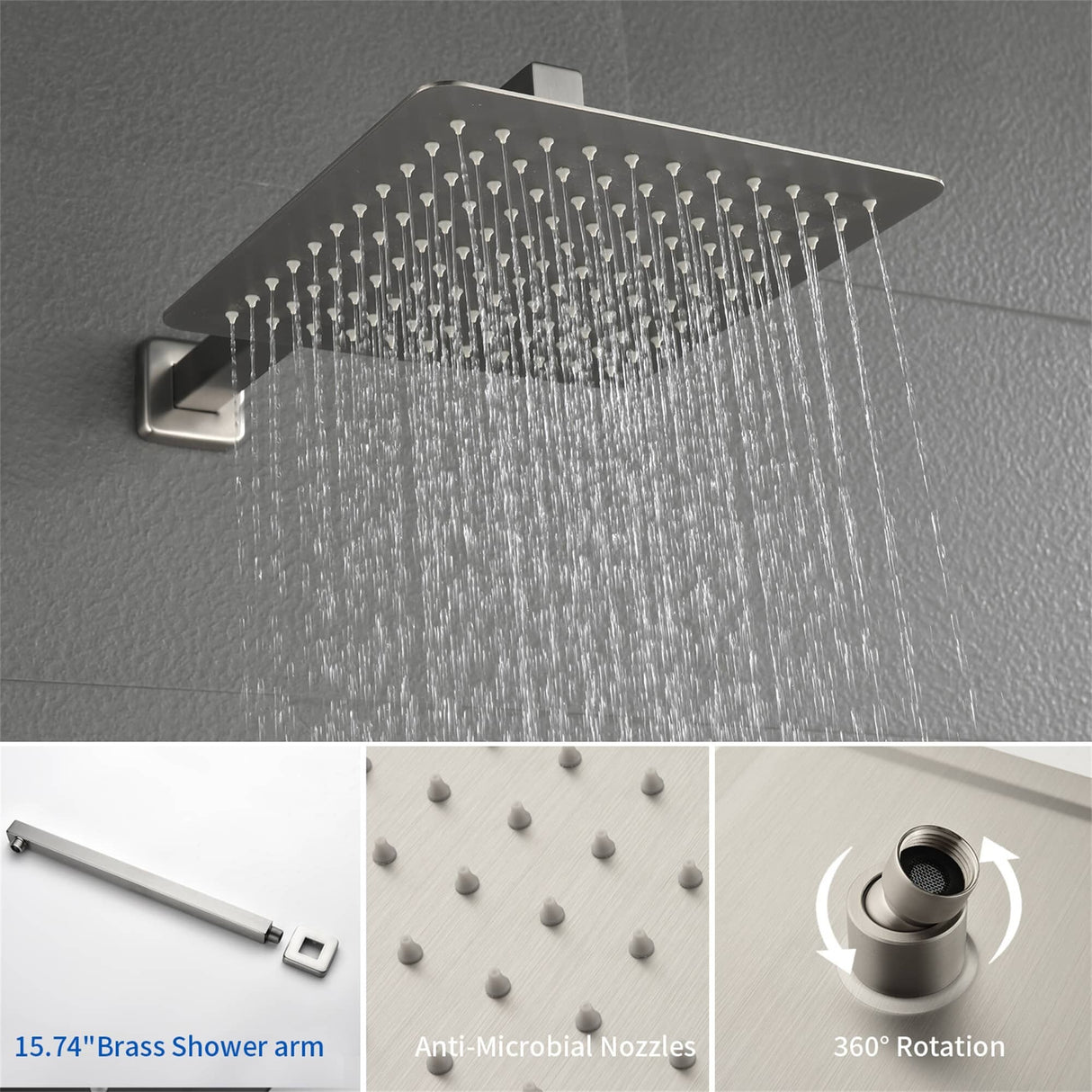 Tub Shower Faucet With Rough-in Valve Wall Mounted Shower System With Tub Spout Modern 10 Inch Rainfall Shower Head Kit Trim Set