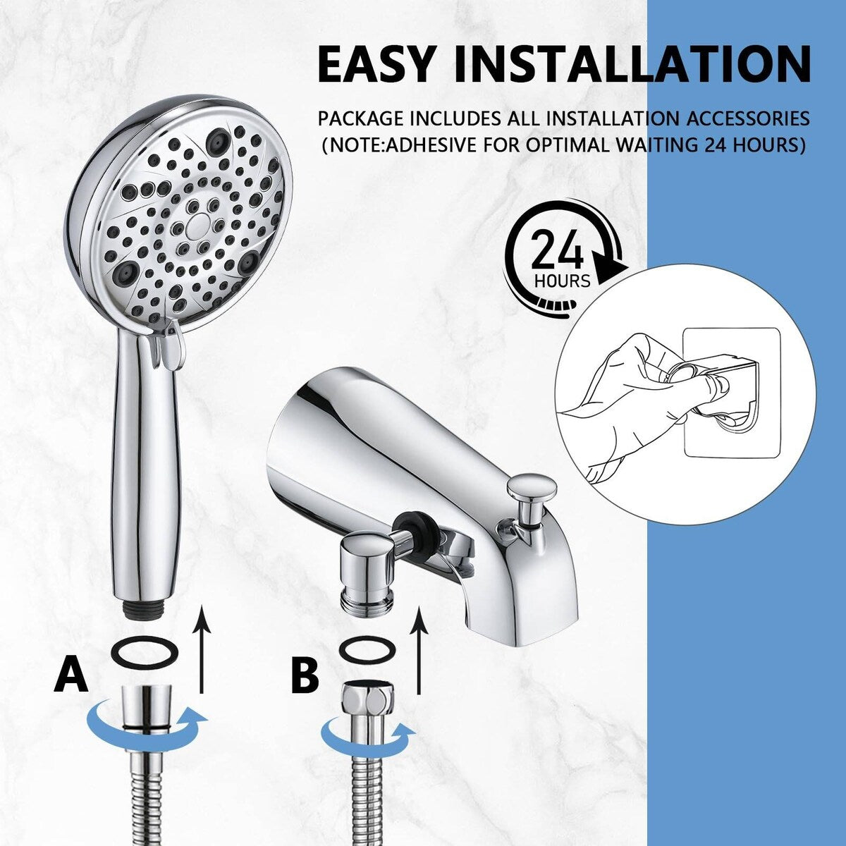Tub Spout with Diverter, 8 Settings Hand Held Shower, Bathtub Faucet with Sprayer
