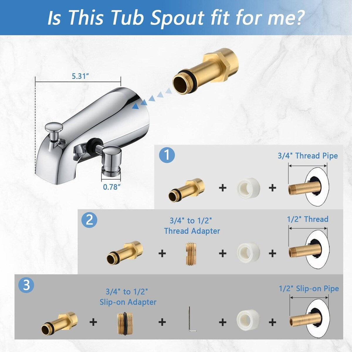Tub Spout with Diverter, 8 Settings Hand Held Shower, Bathtub Faucet with Sprayer