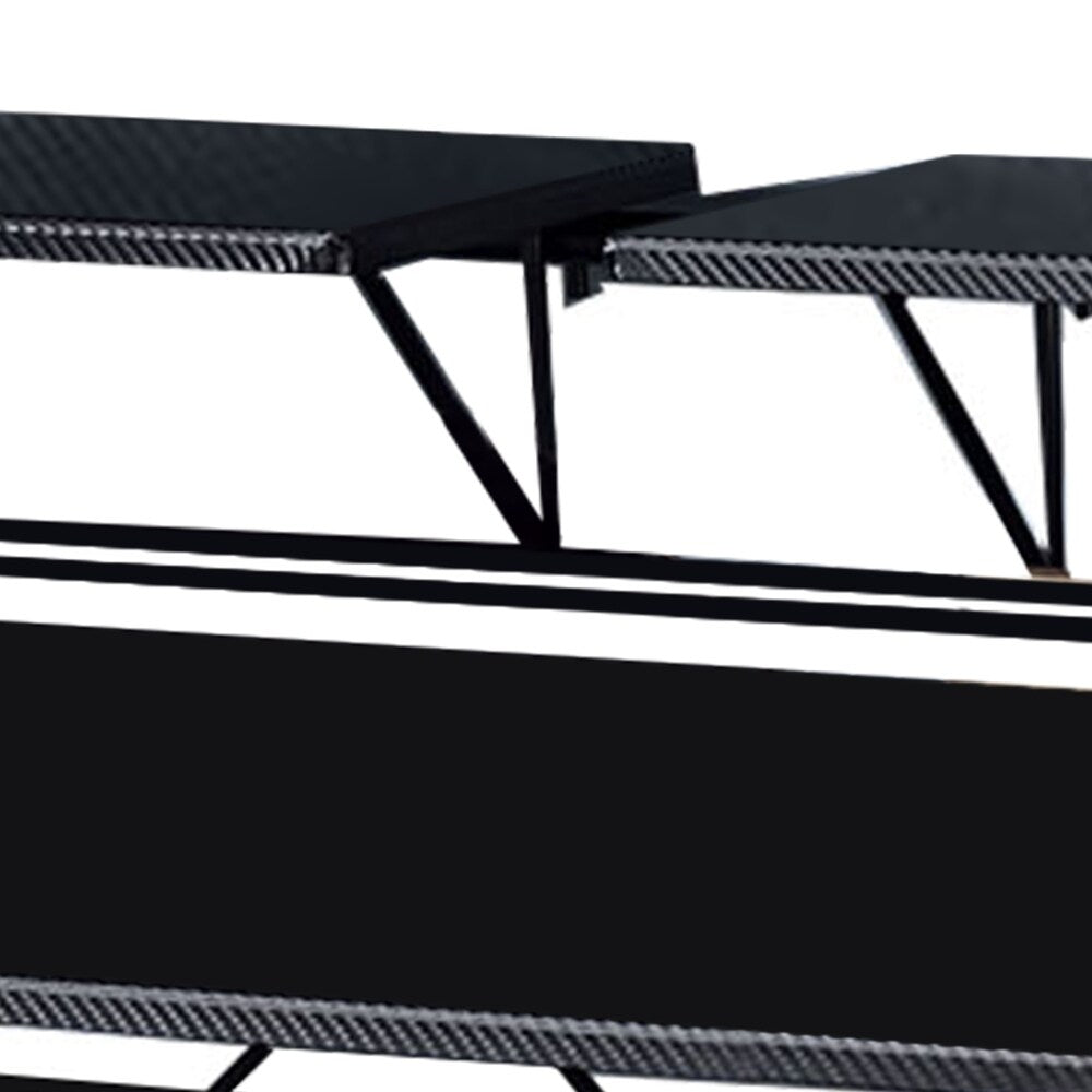 Tubular Metal Frame Computer Desk with 2 Shelves and Cup Holder, Black