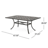Tucson Outdoor Rectangular Cast Aluminum Dining Table by Christopher Knight Home - 67.50"L x 37.25"W x 28.50"H