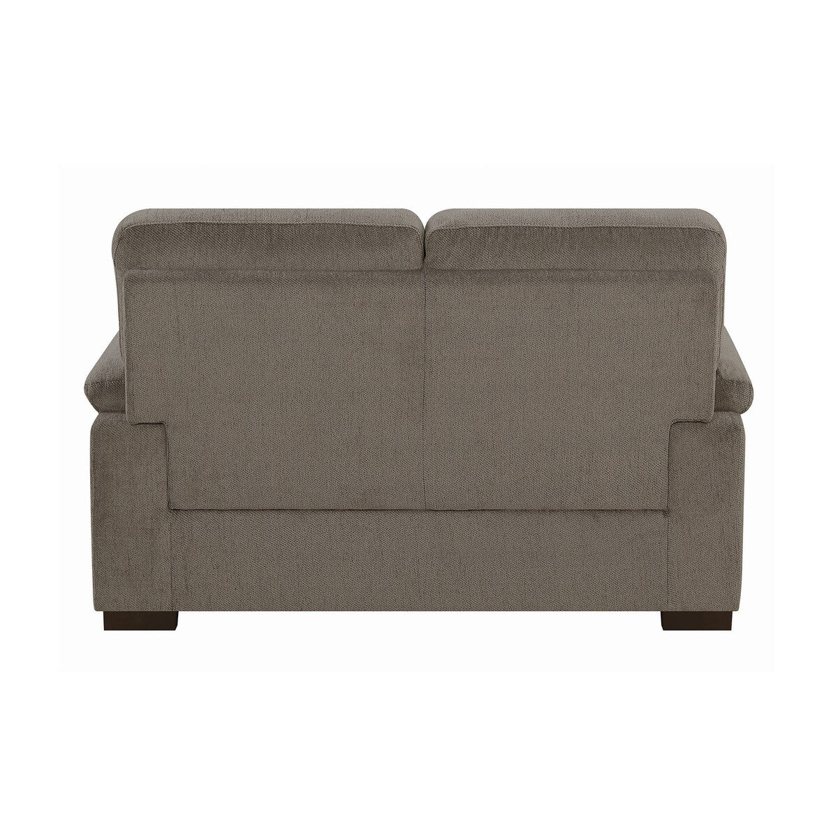 Tufted Fabric Loveseat with Padded Arms, Oatmeal
