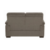 Tufted Fabric Loveseat with Padded Arms, Oatmeal