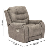 Tufted Leatherette Power Recliner with Adjustable Headrest, Gray