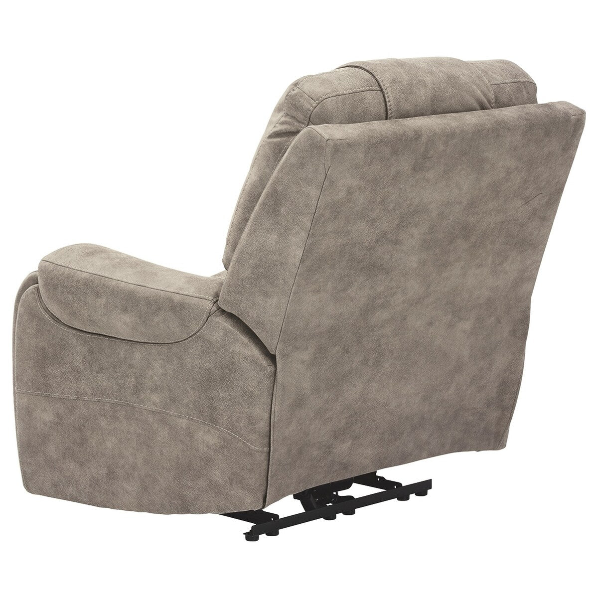Tufted Leatherette Power Recliner with Adjustable Headrest, Gray