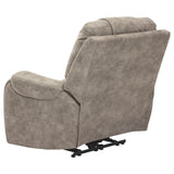 Tufted Leatherette Power Recliner with Adjustable Headrest, Gray