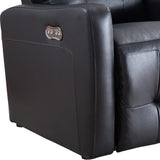 Tufted Leatherette Power Reclining Chair with Adjustable Headrest, Black