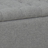 Tufted Storage Bench With Button Tufted Top, Hinged Seat Storage And Splayed Wood Feet, Light Gray