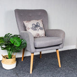 Tufted Upholstered Accent Armchair with Wood Legs