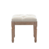 Tufted Upholstered Ottoman Bench, Padded Square Ottoman Benchand Rubber Wood Legs, Small Vanity Stool for Bedroom Living Room