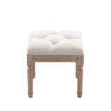 Tufted Upholstered Ottoman Bench, Padded Square Ottoman Benchand Rubber Wood Legs, Small Vanity Stool for Bedroom Living Room