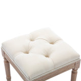 Tufted Upholstered Ottoman Bench, Padded Square Ottoman Benchand Rubber Wood Legs, Small Vanity Stool for Bedroom Living Room