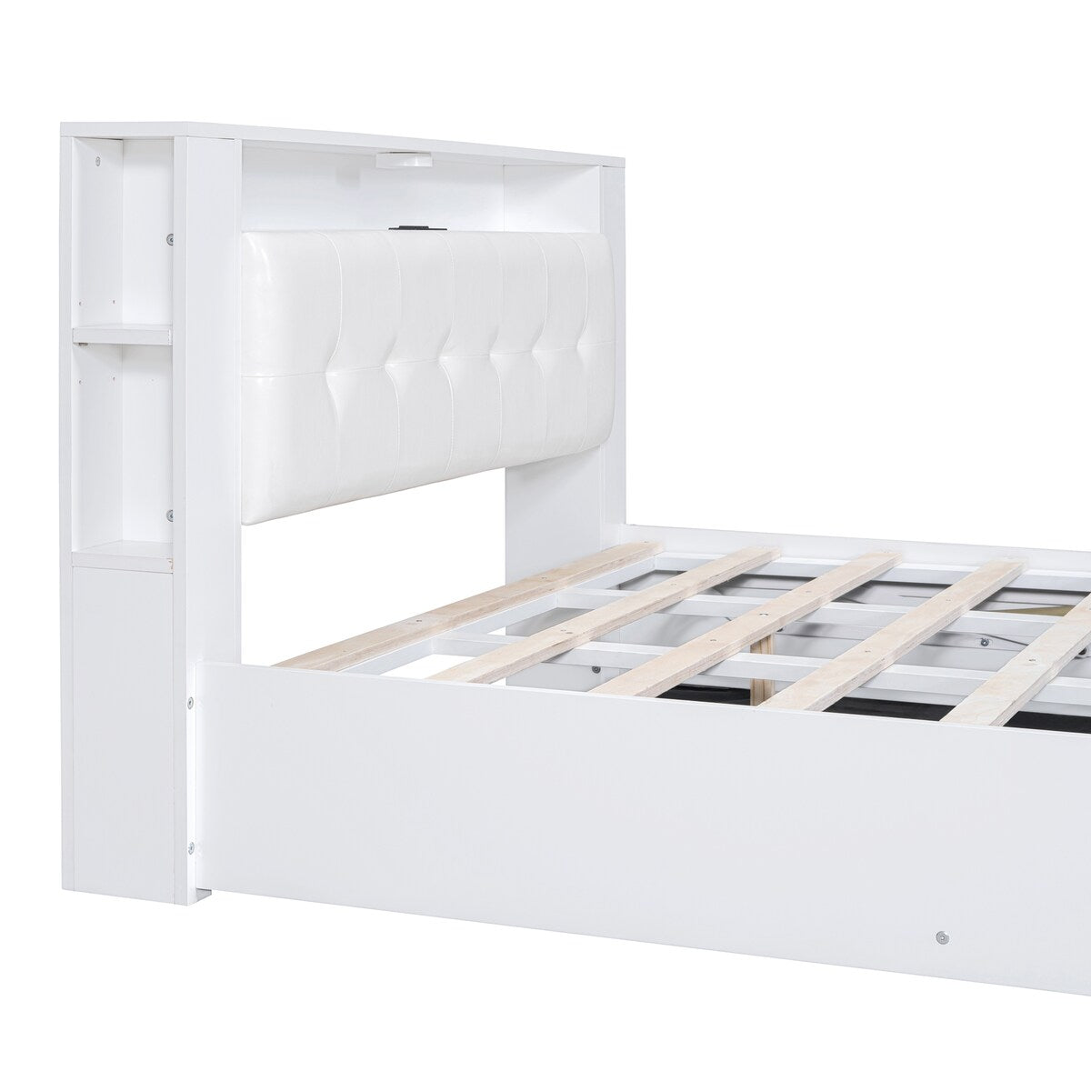 Tufted Upholstered Platform Bed with Storage Headboard and Hydraulic Storage System