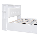 Tufted Upholstered Platform Bed with Storage Headboard and Hydraulic Storage System