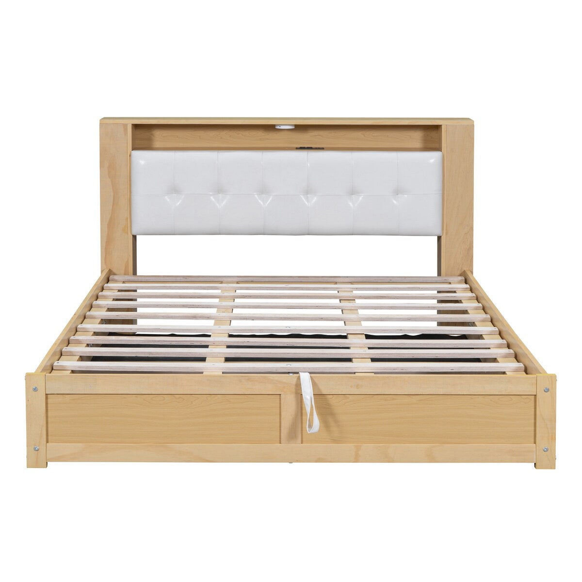 Tufted Upholstered Platform Bed with Storage Headboard and Hydraulic Storage System