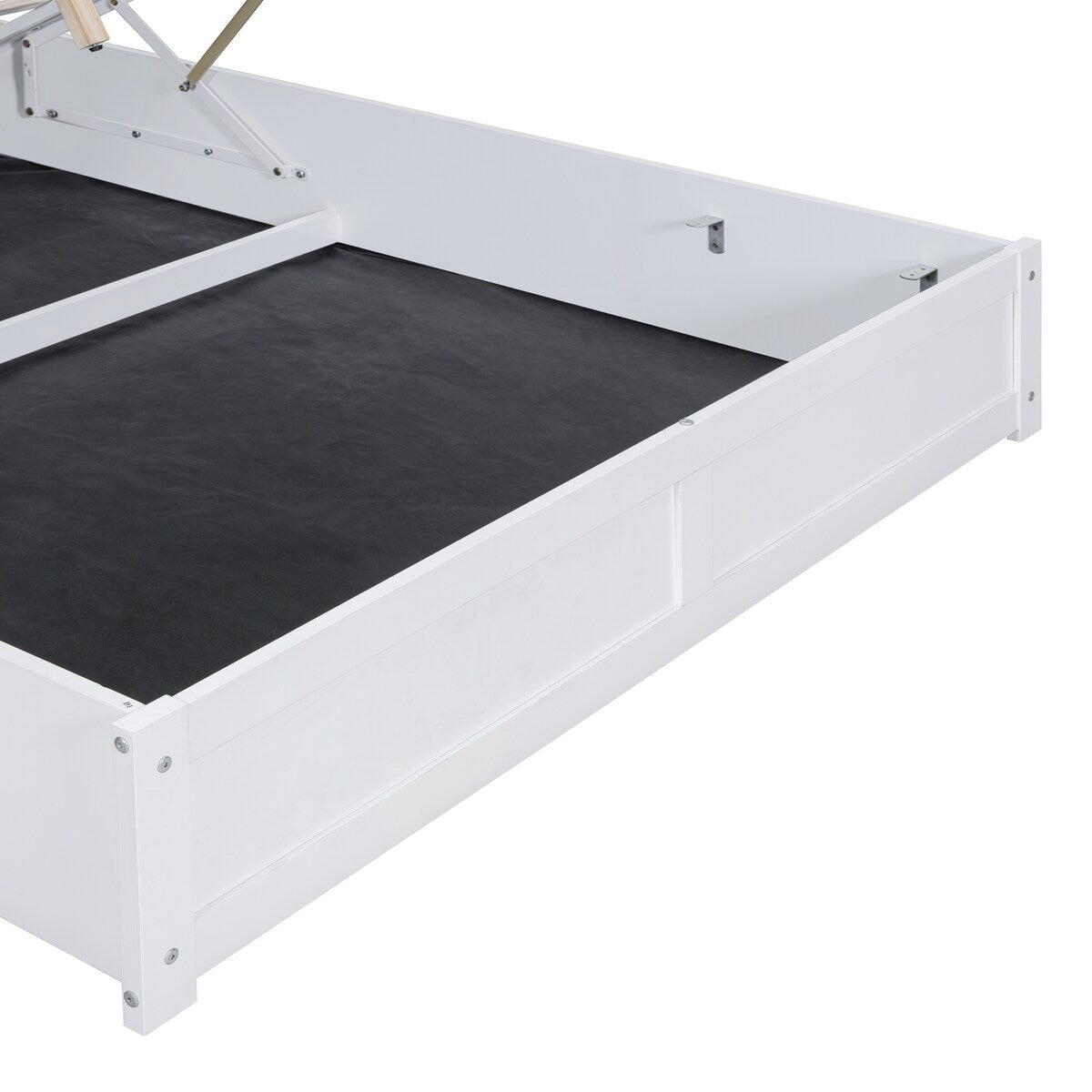 Tufted Upholstered Platform Bed with Storage Headboard and Hydraulic Storage System