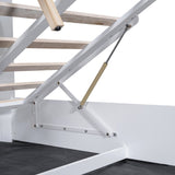 Tufted Upholstered Platform Bed with Storage Headboard and Hydraulic Storage System