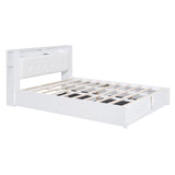 Tufted Upholstered Platform Bed with Storage Headboard and Hydraulic Storage System
