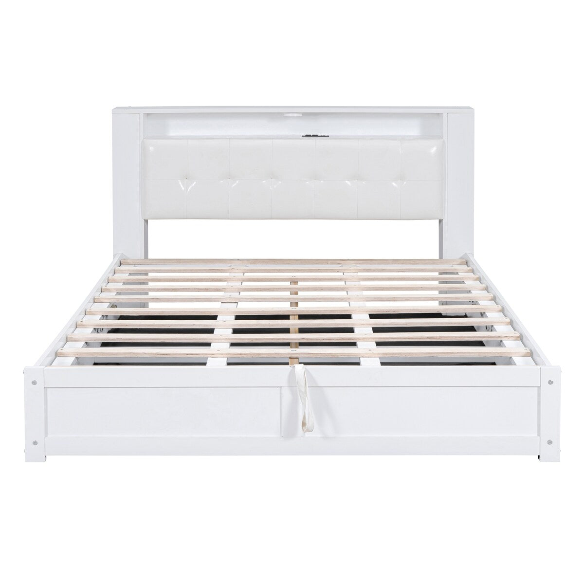 Tufted Upholstered Platform Bed with Storage Headboard and Hydraulic Storage System